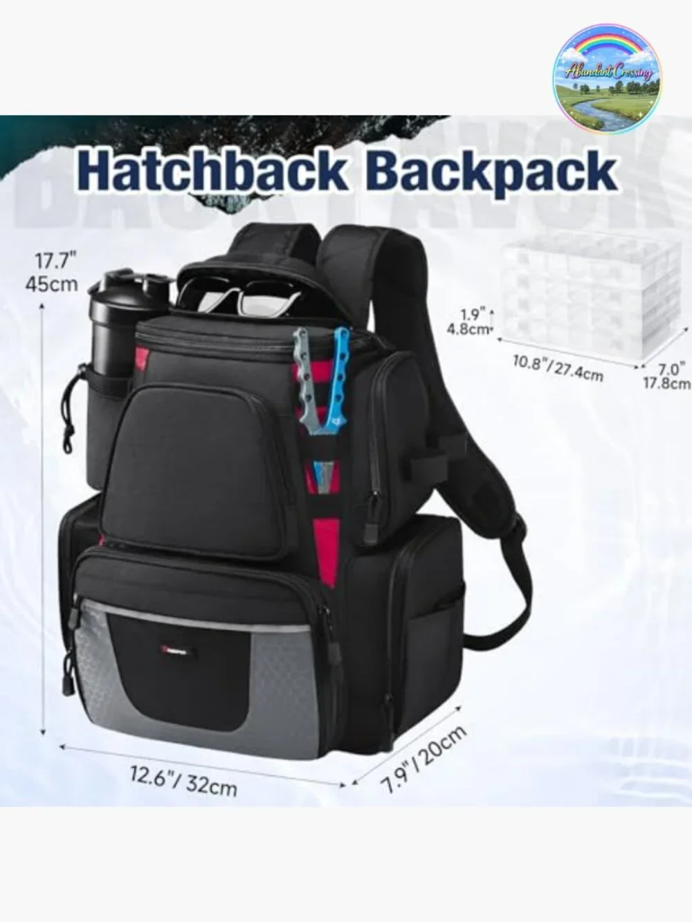 Fishing Backpack with Rod Holders & Tackle Boxes, Water-Resistant Nylon, Rain